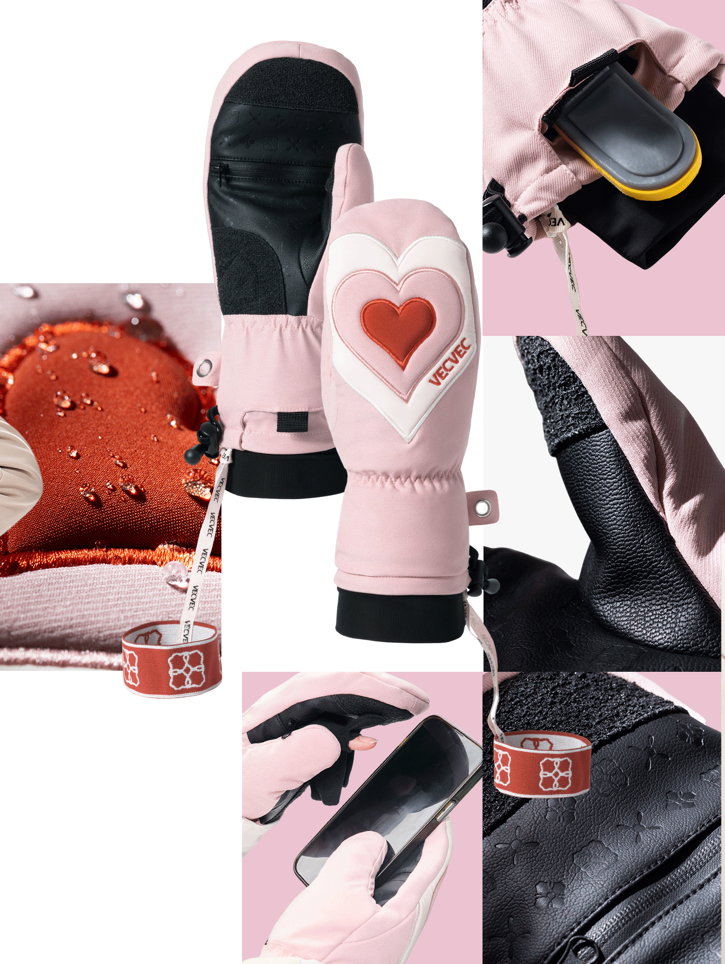 SKI AND SNOWBOARD MITTENS WITH EASY-OFF INNER LINER