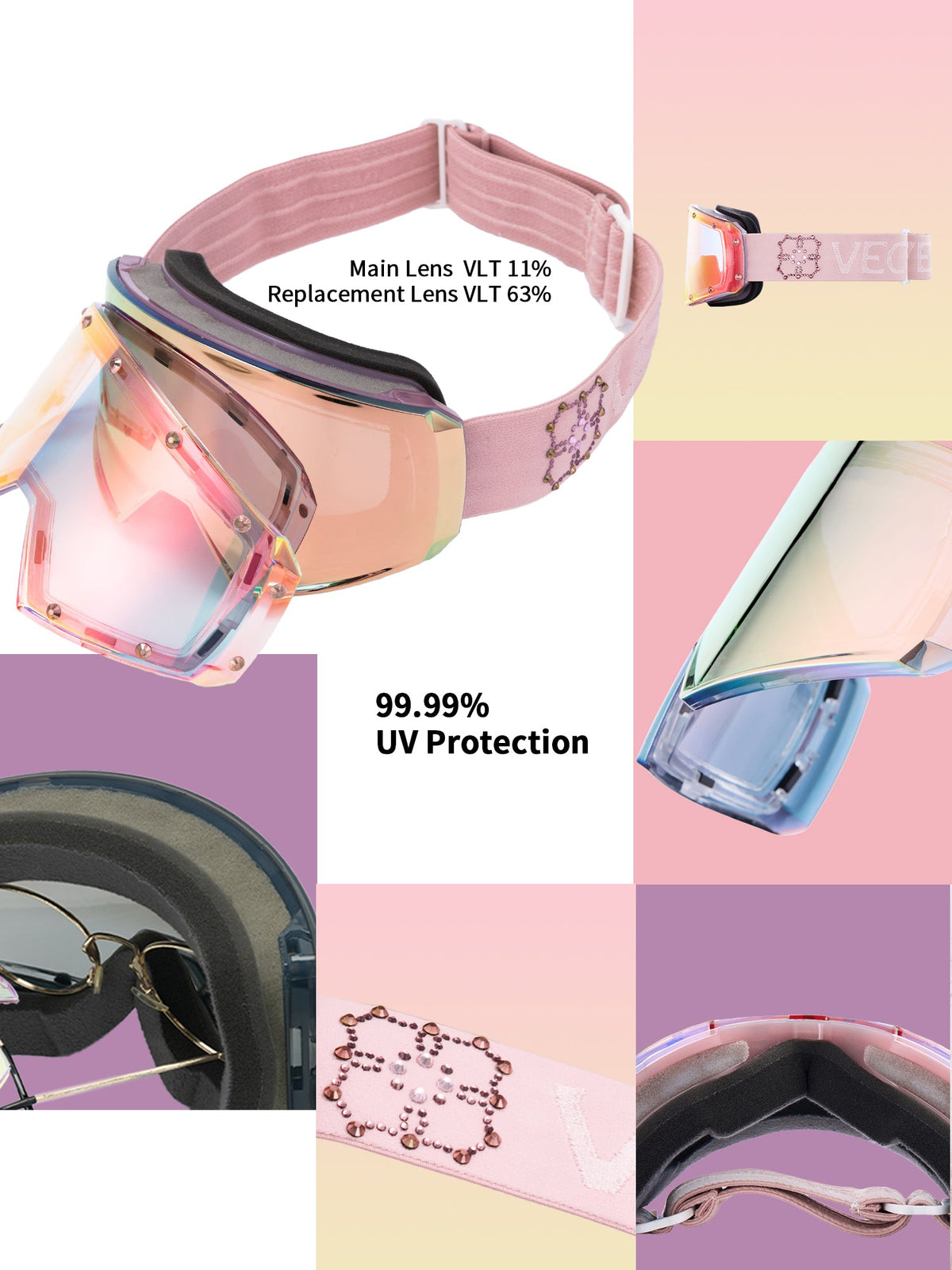 Crystal Day/Night Dual-Use Ski Goggles -