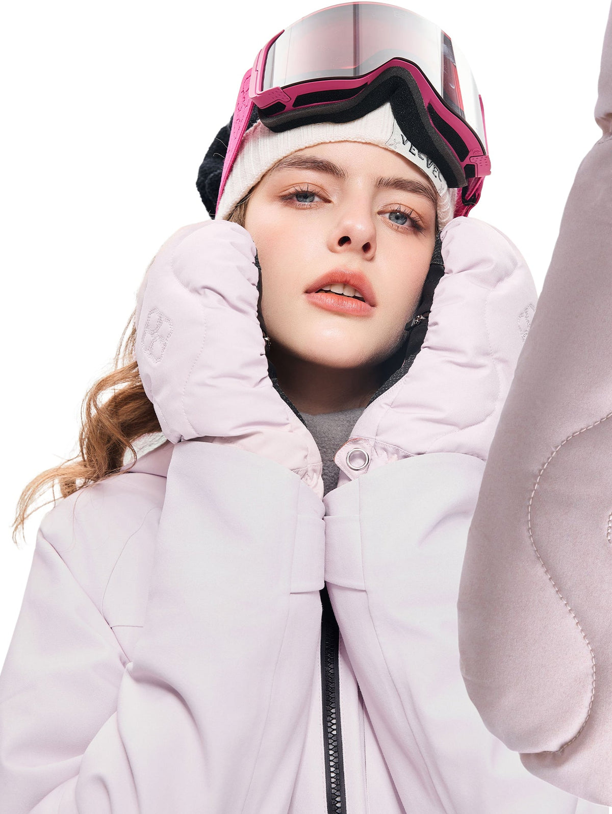 Non-Removable Five-Finger Wrist Guard Down-Filled Ski Gloves -