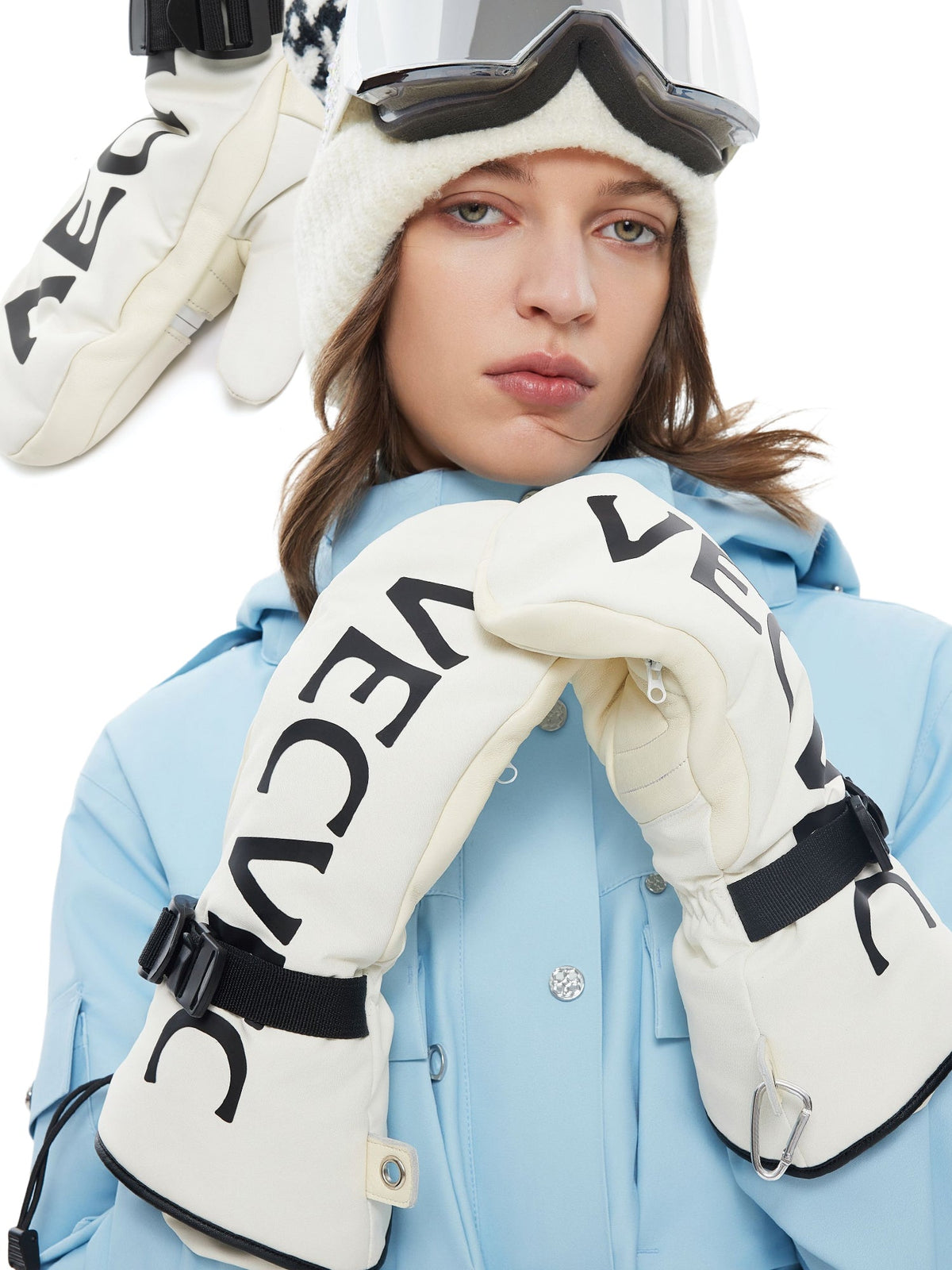 Non-Detachable Fingerless Ski Gloves -